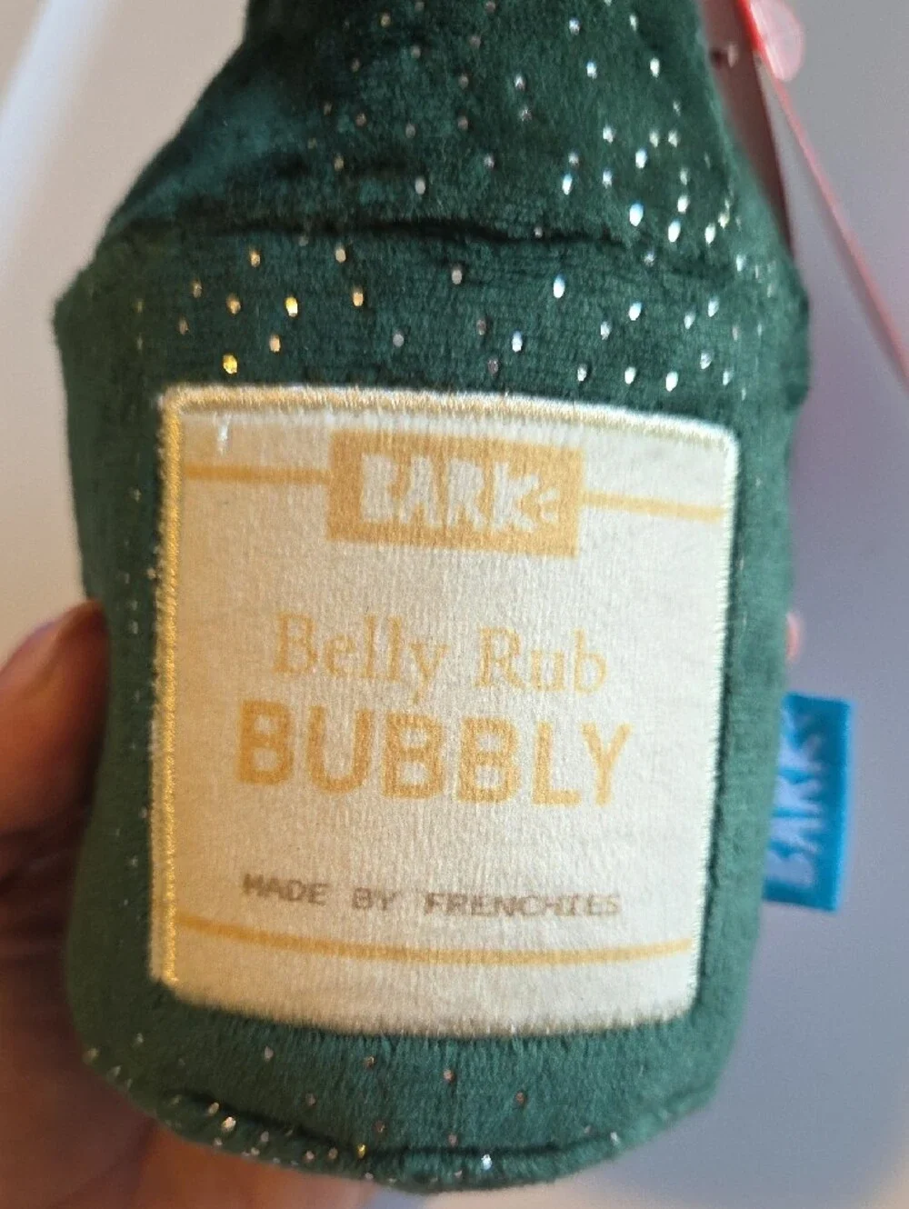 💰 3 For $30 Bark Box Belly Rub Bubbly Plush Bottle Toy - Green & Yellow